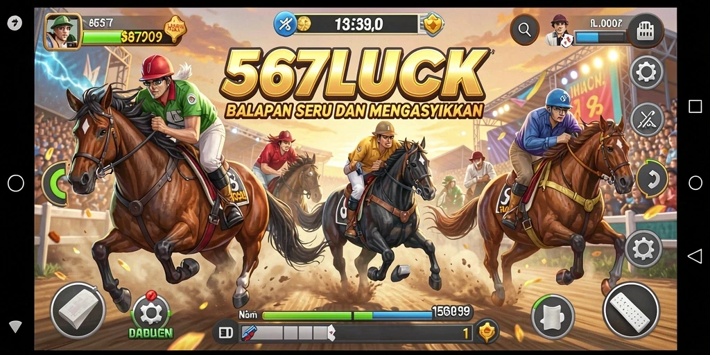 Screenshot utama 567LUCK menampilkan aksi balapan yang mendebarkan.
