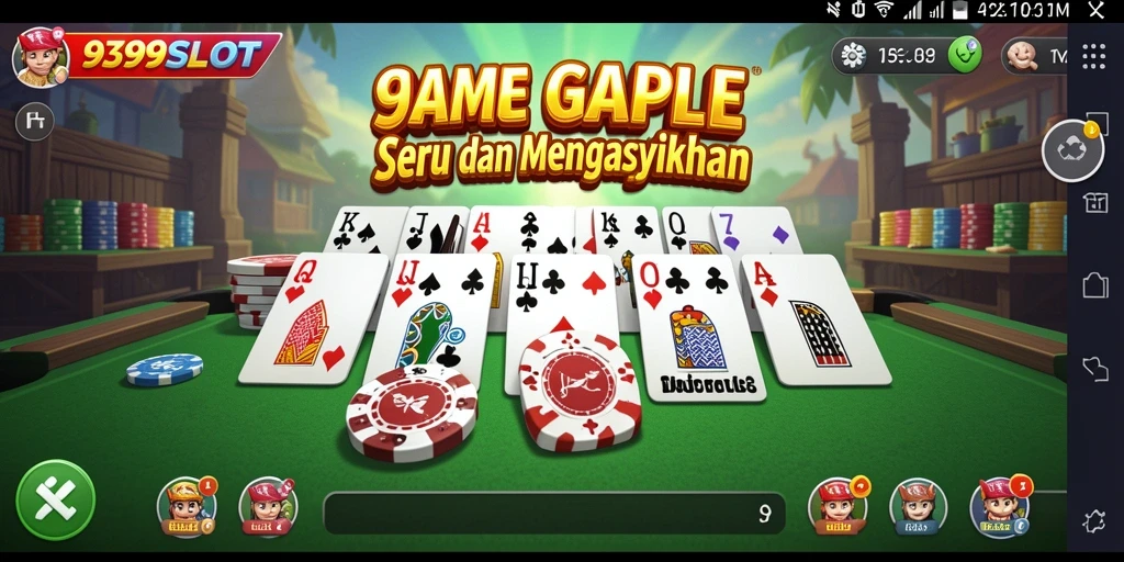 Tampilan gameplay seru dari 9399SLOT yang menampilkan keseruan bermain Gaple.