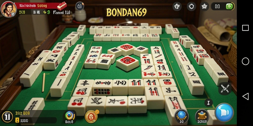 Screenshot gameplay BONDAN69 yang menampilkan aksi mencocokkan ubin Mahjong.