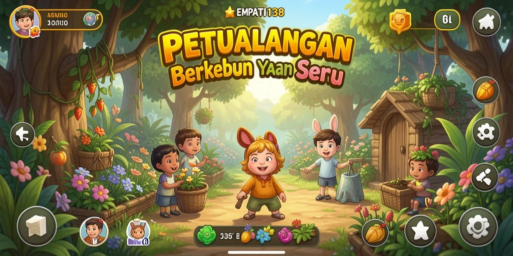 Tampilan gameplay seru dari <strong>EMPATI138</strong> saat berkebun dengan teman.