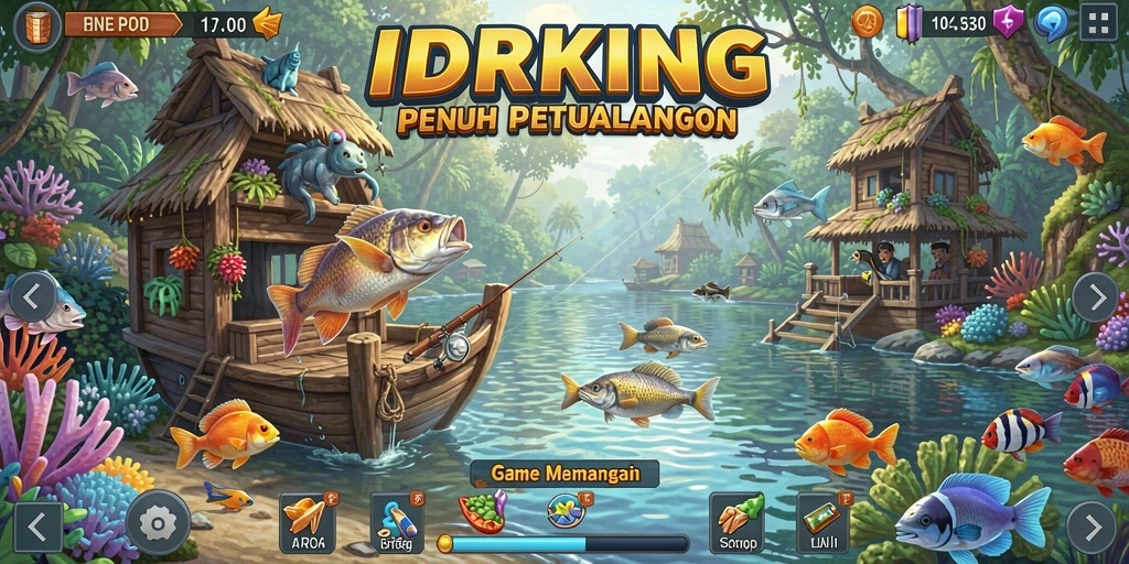 Tampilan gameplay <strong>IDRKING</strong> yang menarik dengan aksi memancing yang seru.