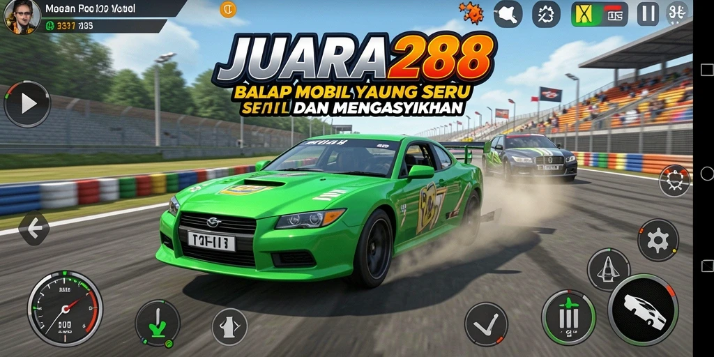 Screenshot JUARA288 menampilkan aksi balapan yang penuh kecepatan dan ketegangan.