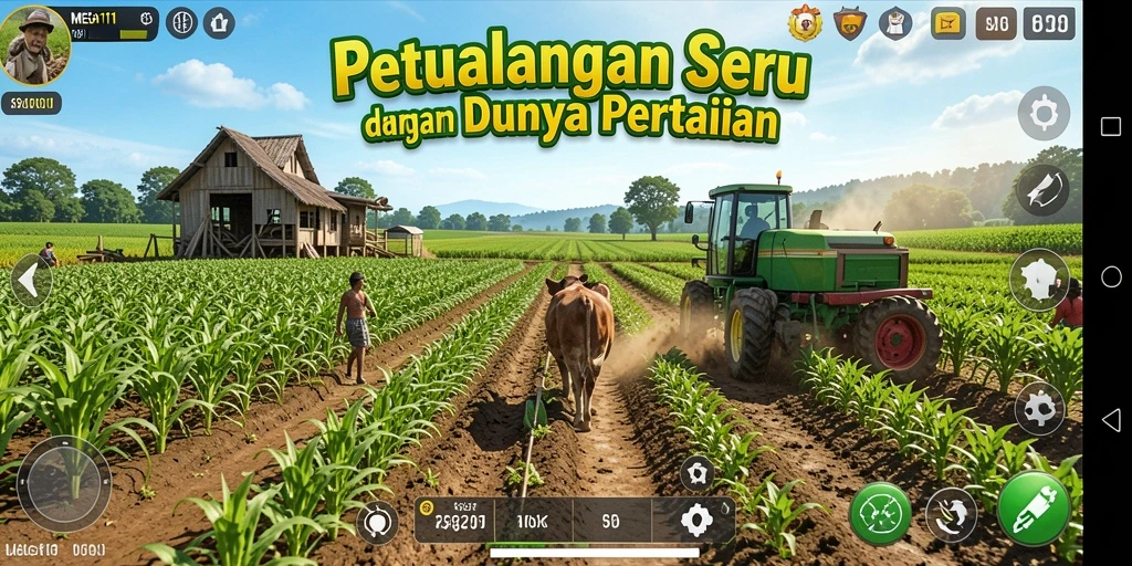 Tangkapan layar MEGA111 menampilkan gameplay bertani yang seru dan interaktif.