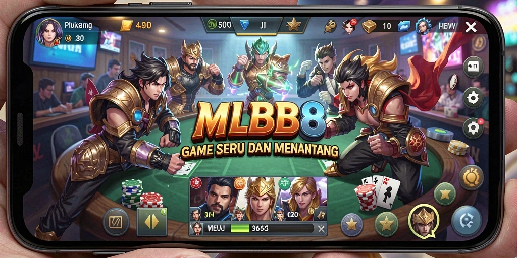 Screenshot utama MLBB8 menampilkan aksi seru permainan Poker.
