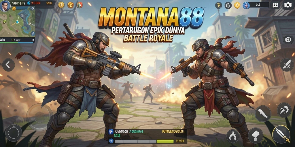 Screenshot dari gameplay seru MONTANA88 dalam mode Battle Royale.