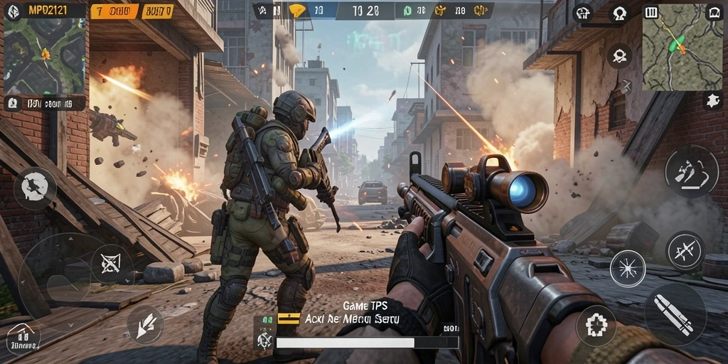 Tampilan gameplay TPS seru dan menegangkan dalam MPO2121.
