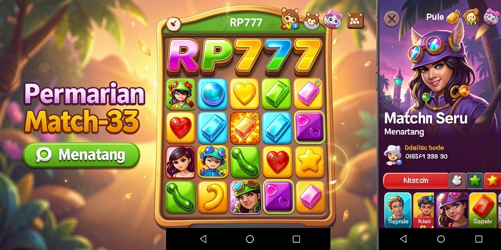 Tampilan gameplay RP777 yang menarik dan penuh warna dalam genre Match-3.