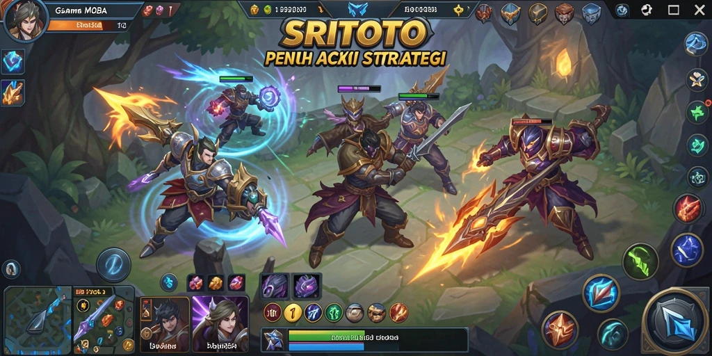 Tampilan aksi pertempuran intens di SRITOTO dengan karakter unik.